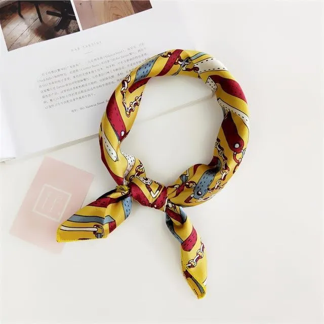 Small Vintage Skinny Retro Silk Scarf