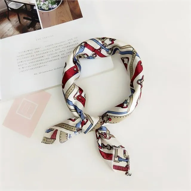 Small Vintage Skinny Retro Silk Scarf