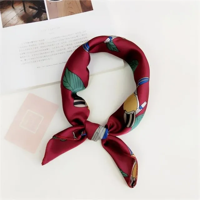 Small Vintage Skinny Retro Silk Scarf