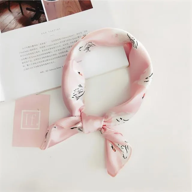Small Vintage Skinny Retro Silk Scarf
