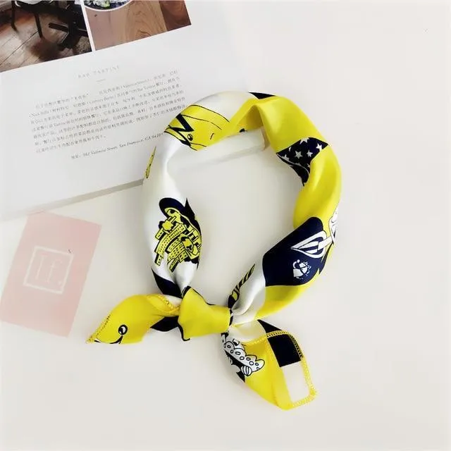 Small Vintage Skinny Retro Silk Scarf