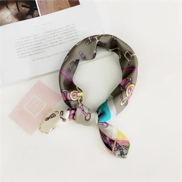 Small Vintage Skinny Retro Silk Scarf
