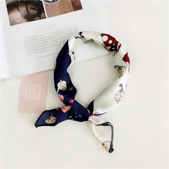 Small Vintage Skinny Retro Silk Scarf