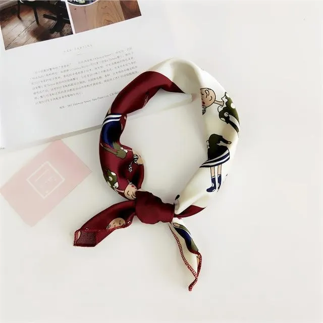 Small Vintage Skinny Retro Silk Scarf