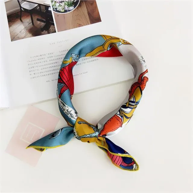Small Vintage Skinny Retro Silk Scarf