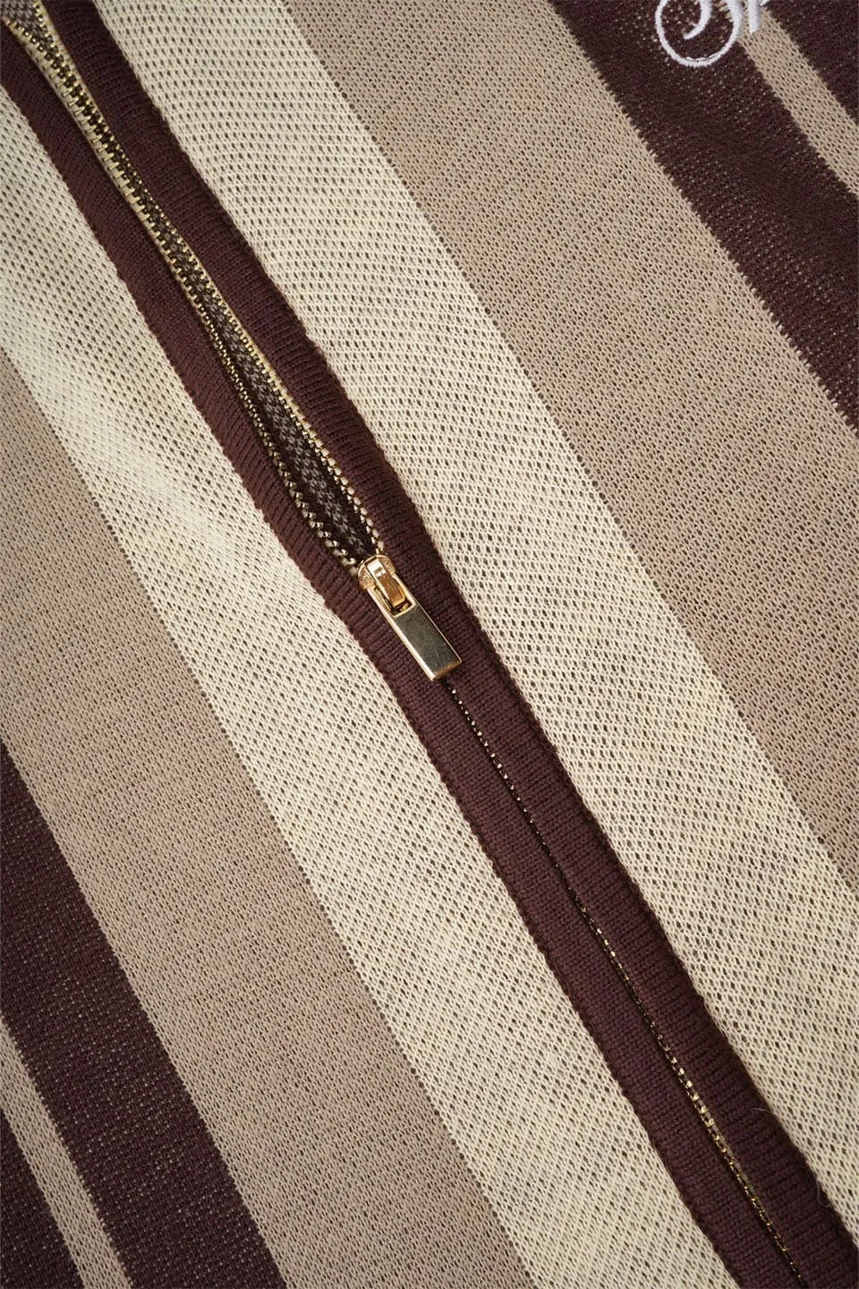 Stripe Zip Knit Polo