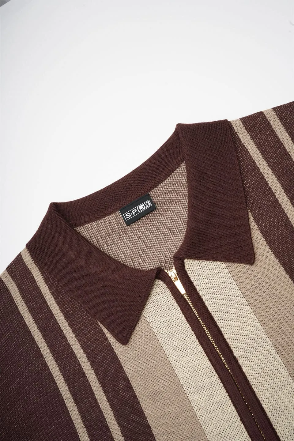 Stripe Zip Knit Polo