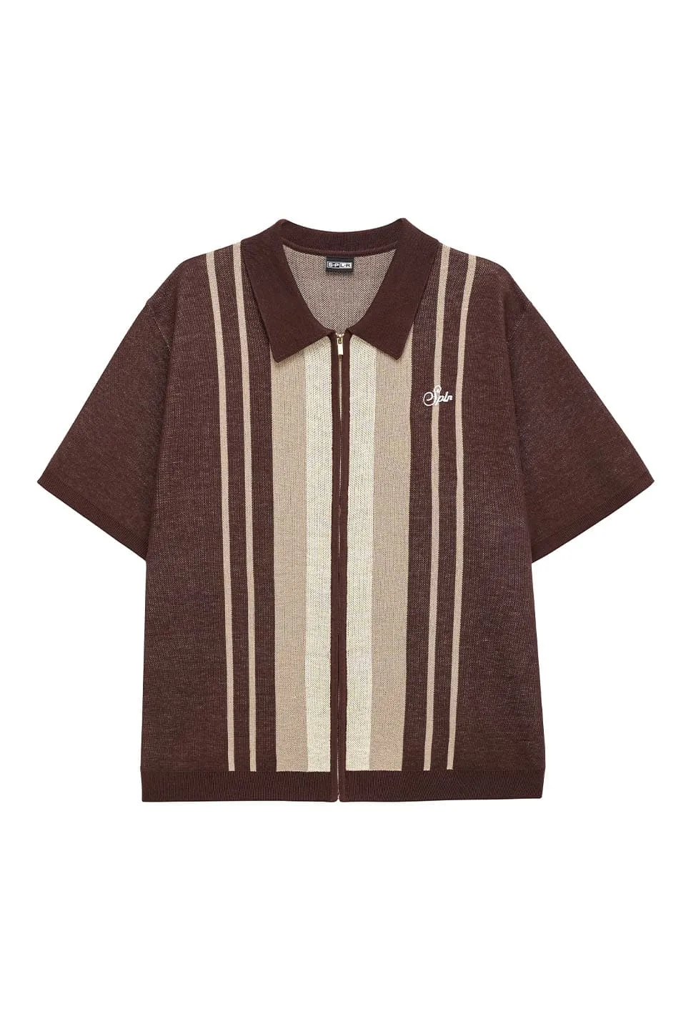Stripe Zip Knit Polo