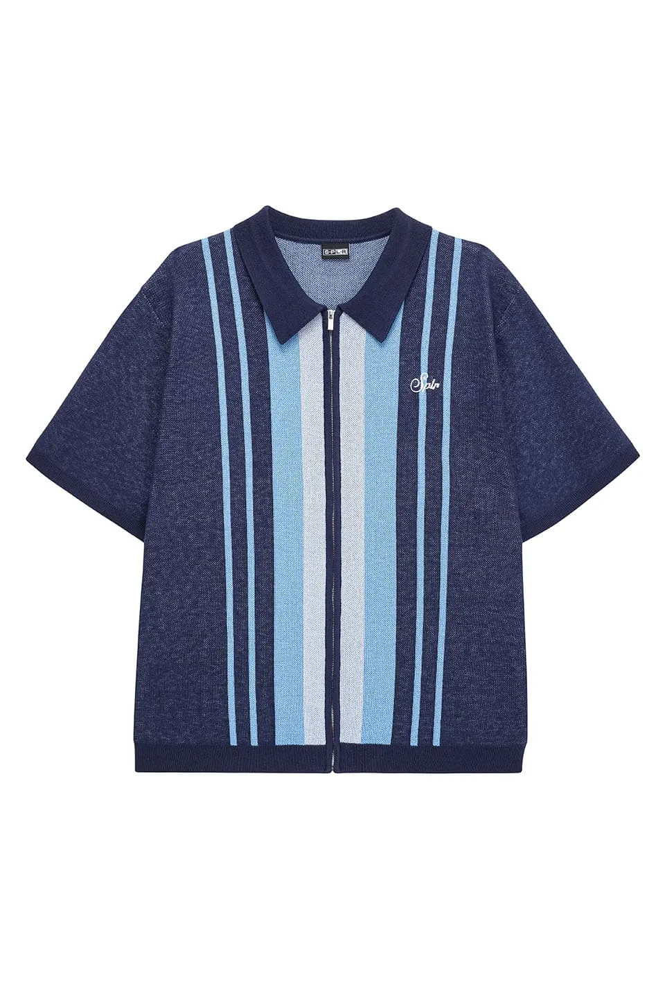 Stripe Zip Knit Polo