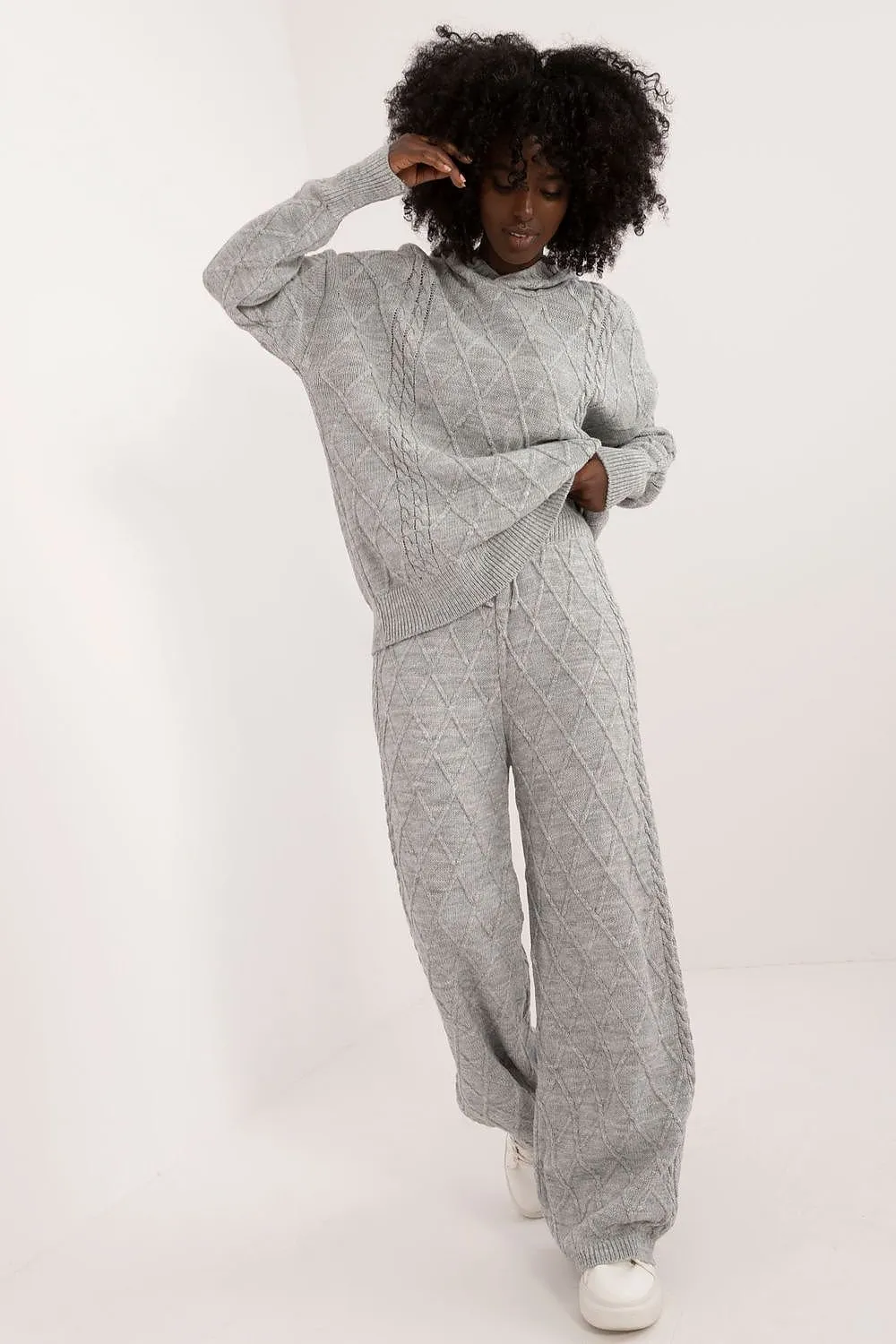 TEEK - Hooded Sweater Waist Tie Pants Set
