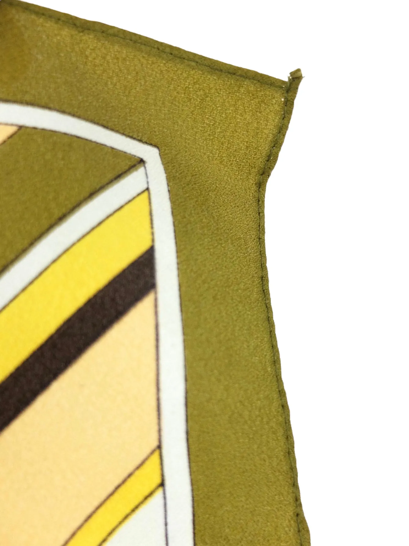 Vintage 70s Retro Mod Hippie Kitsch Yellow & Green Striped Floral Square Bandana Neck Tie Scarf