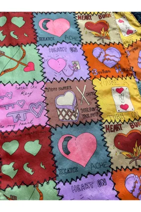 Vintage 90s Rare Nicole Miller Hearts Novelty Scarf
