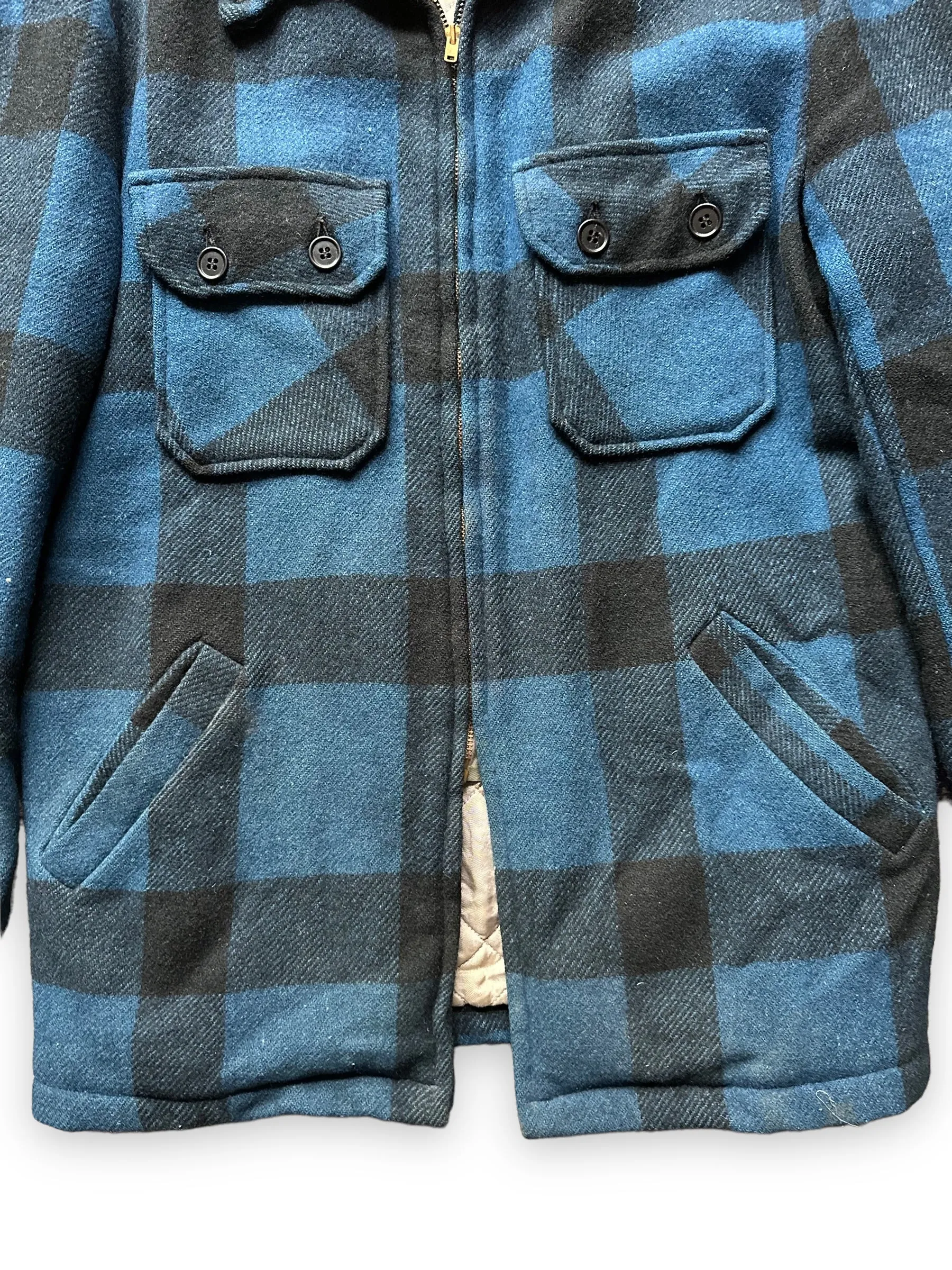 Vintage Black Bear Cobalt Blue and Black Wool Coat SZ L  |  Vintage Workwear Seattle | Barn Owl Vintage Seattle