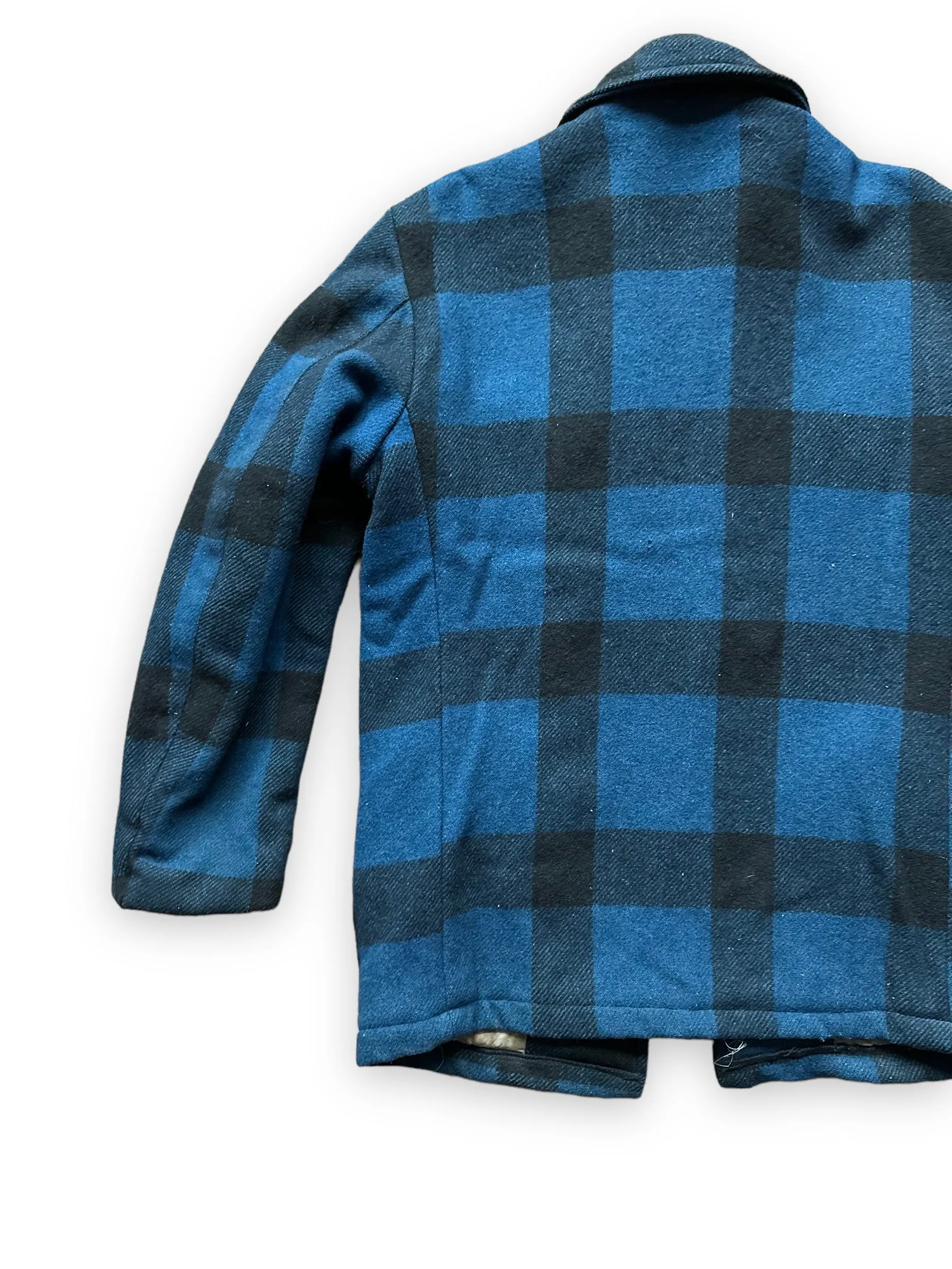 Vintage Black Bear Cobalt Blue and Black Wool Coat SZ L  |  Vintage Workwear Seattle | Barn Owl Vintage Seattle