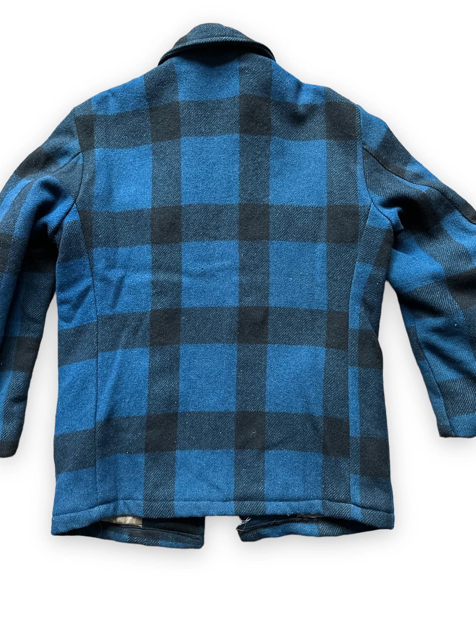 Vintage Black Bear Cobalt Blue and Black Wool Coat SZ L  |  Vintage Workwear Seattle | Barn Owl Vintage Seattle