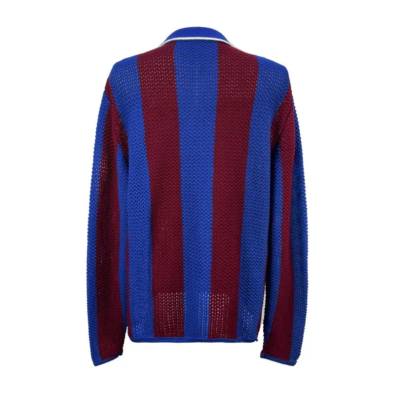 Wholesale Custom Man Knit Sweater Polo V-Neck  Striped Pullover Cotton