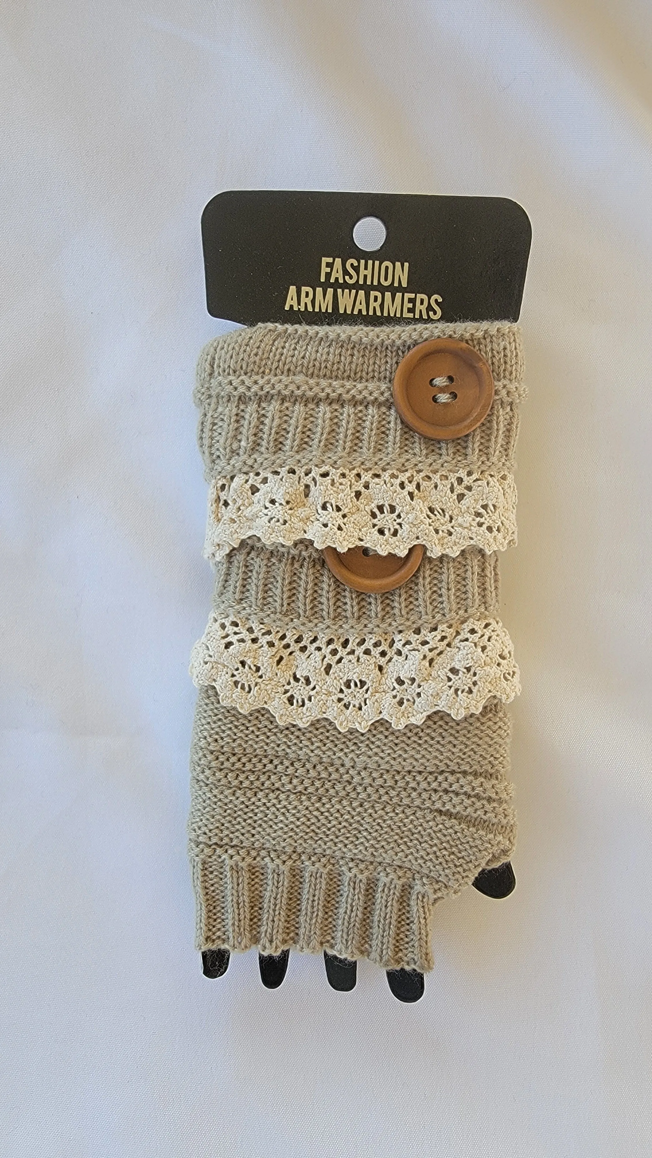 Womens Arm Warmers & Fingerless Gloves-Beige