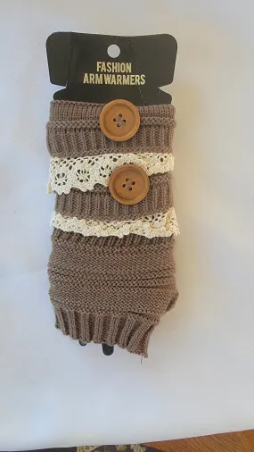 Womens Arm Warmers & Fingerless Gloves-Brown