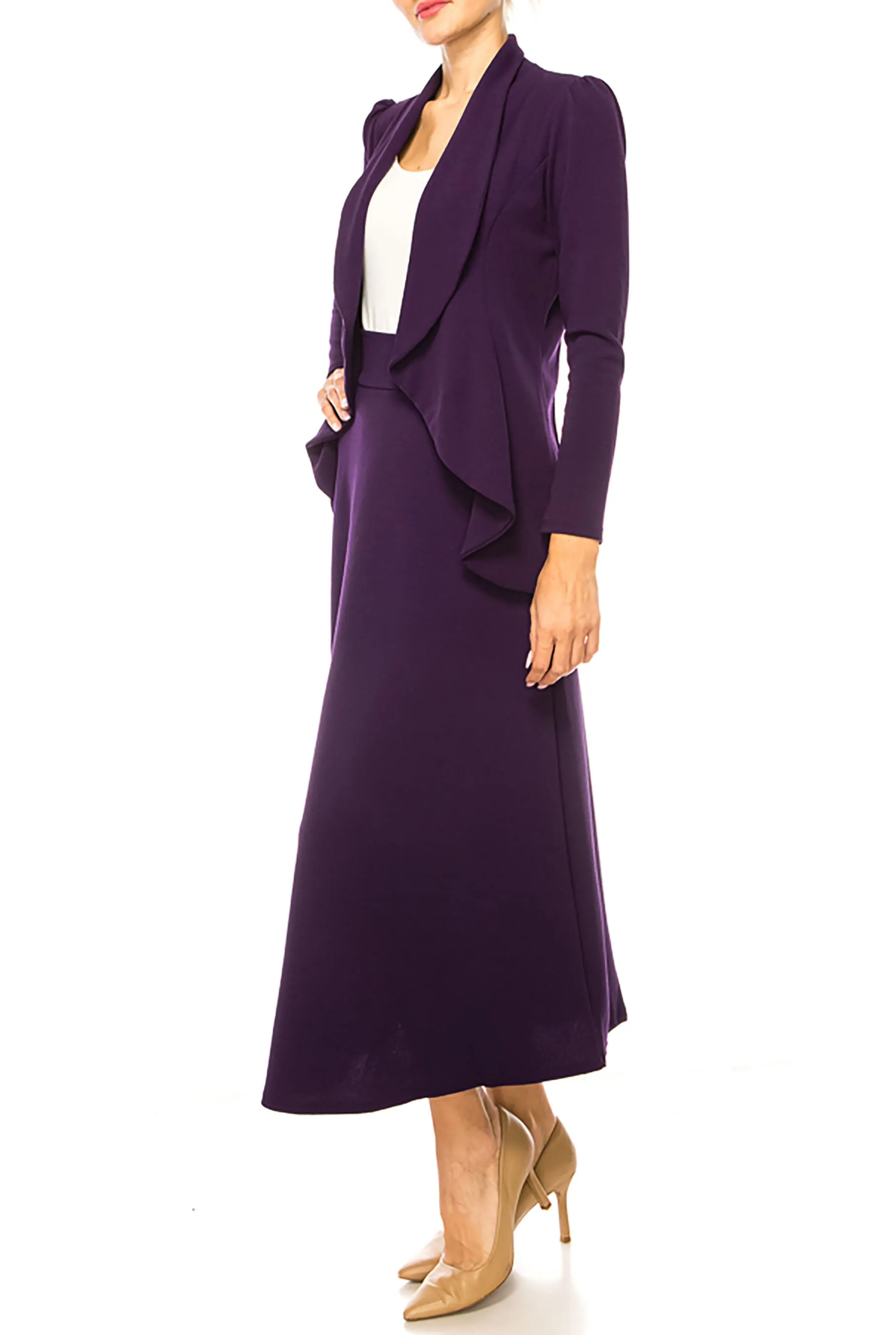 Women's Solid 2-piece blazer skirt set