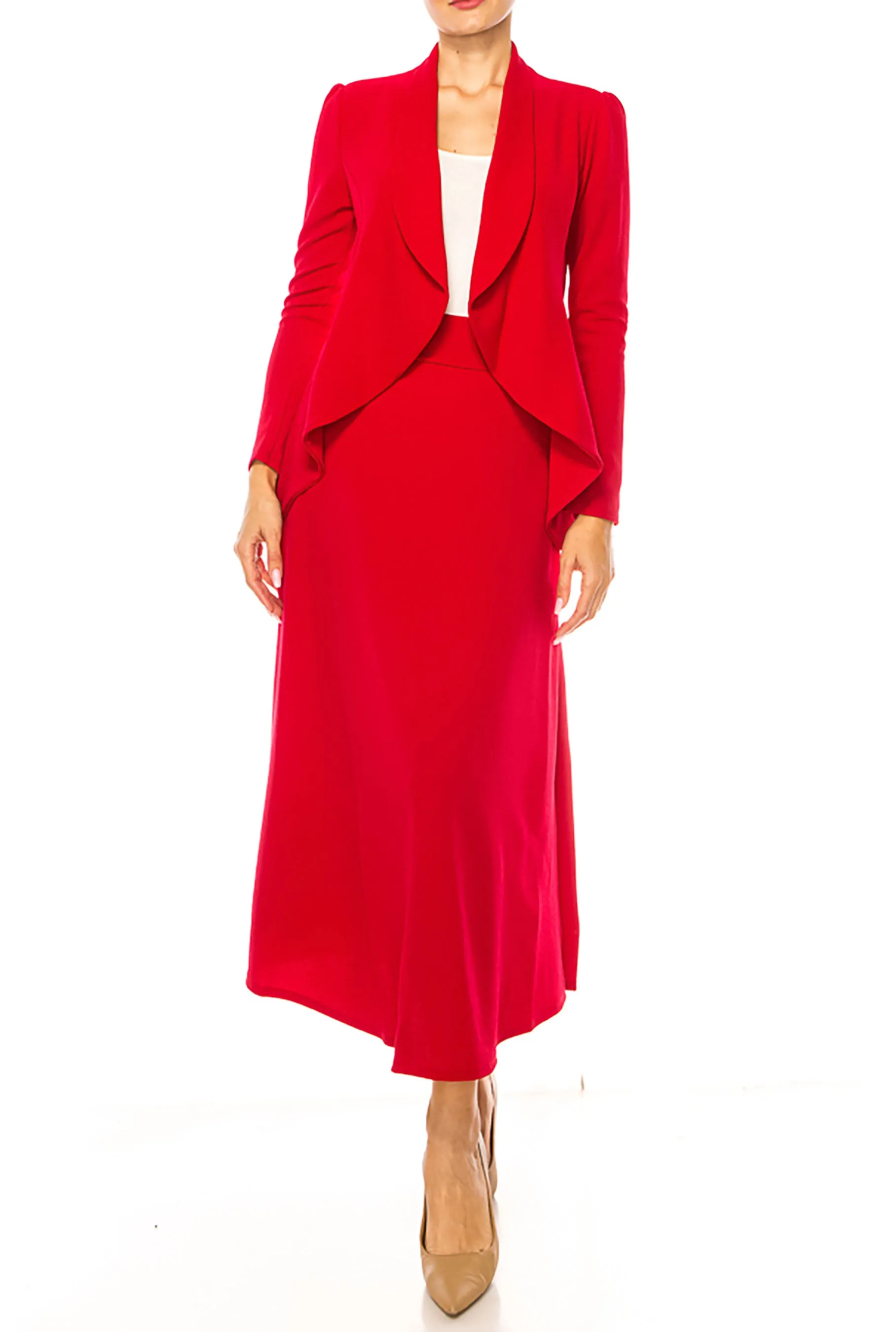 Women's Solid 2-piece blazer skirt set