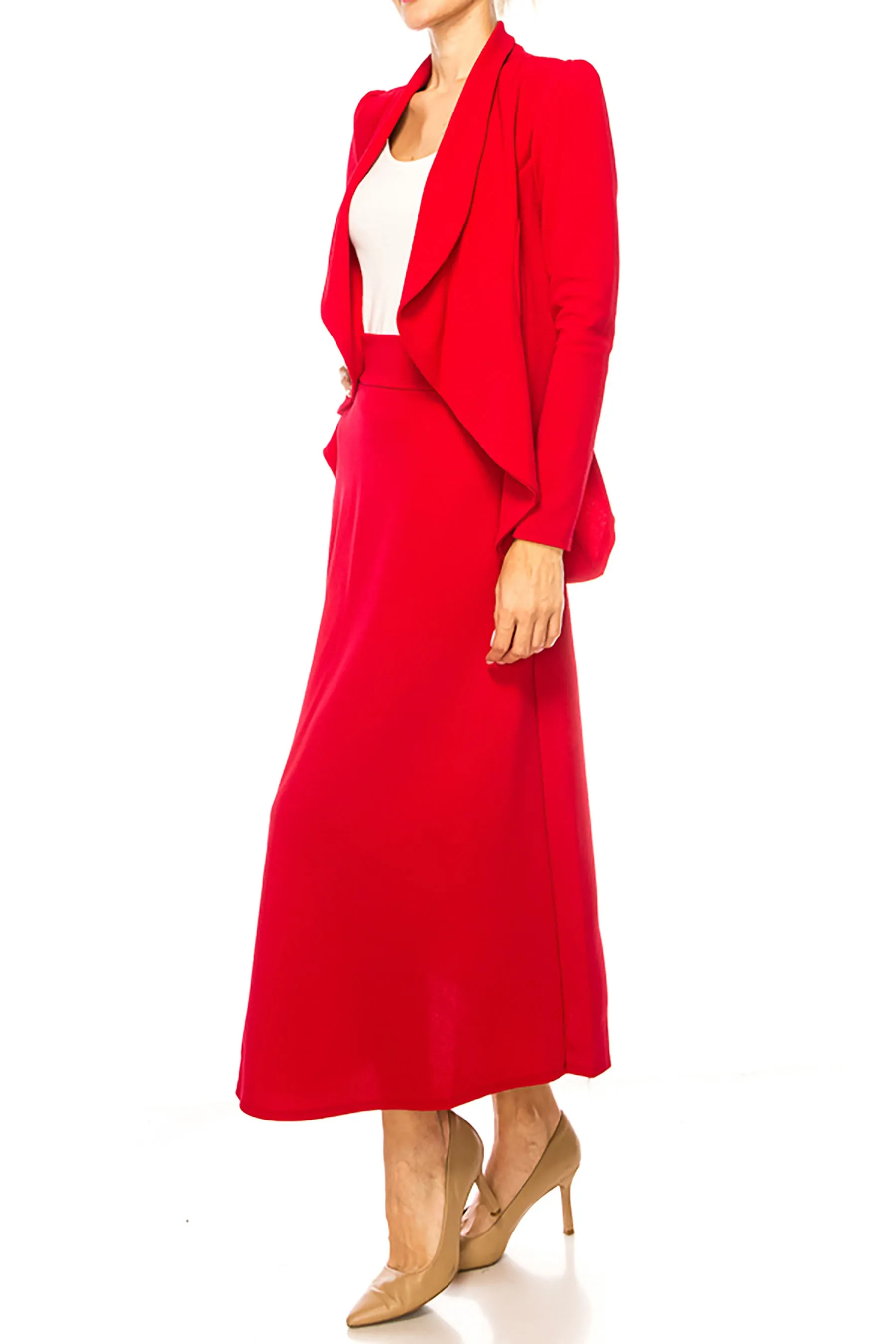 Women's Solid 2-piece blazer skirt set