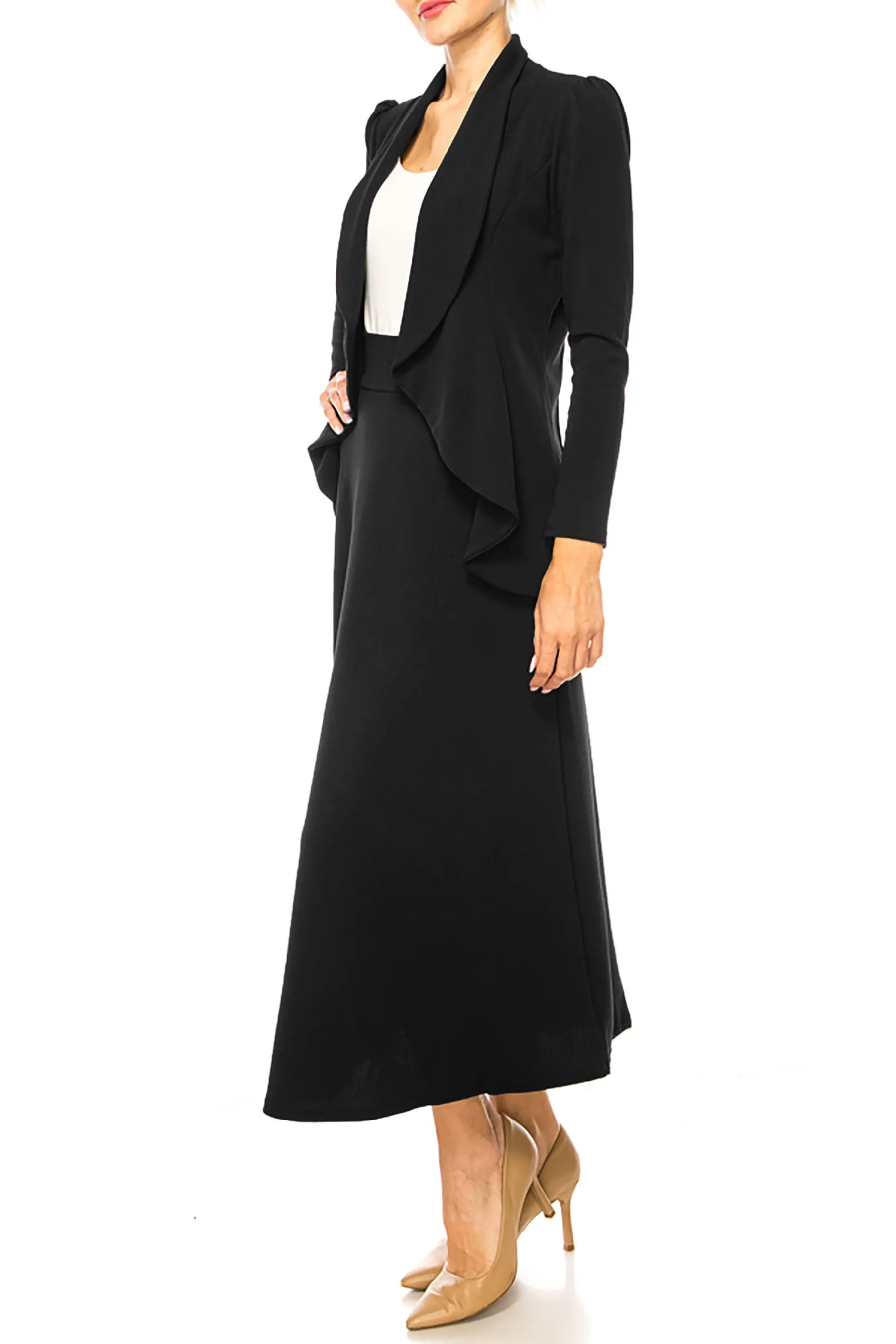 Women's Solid 2-piece blazer skirt set