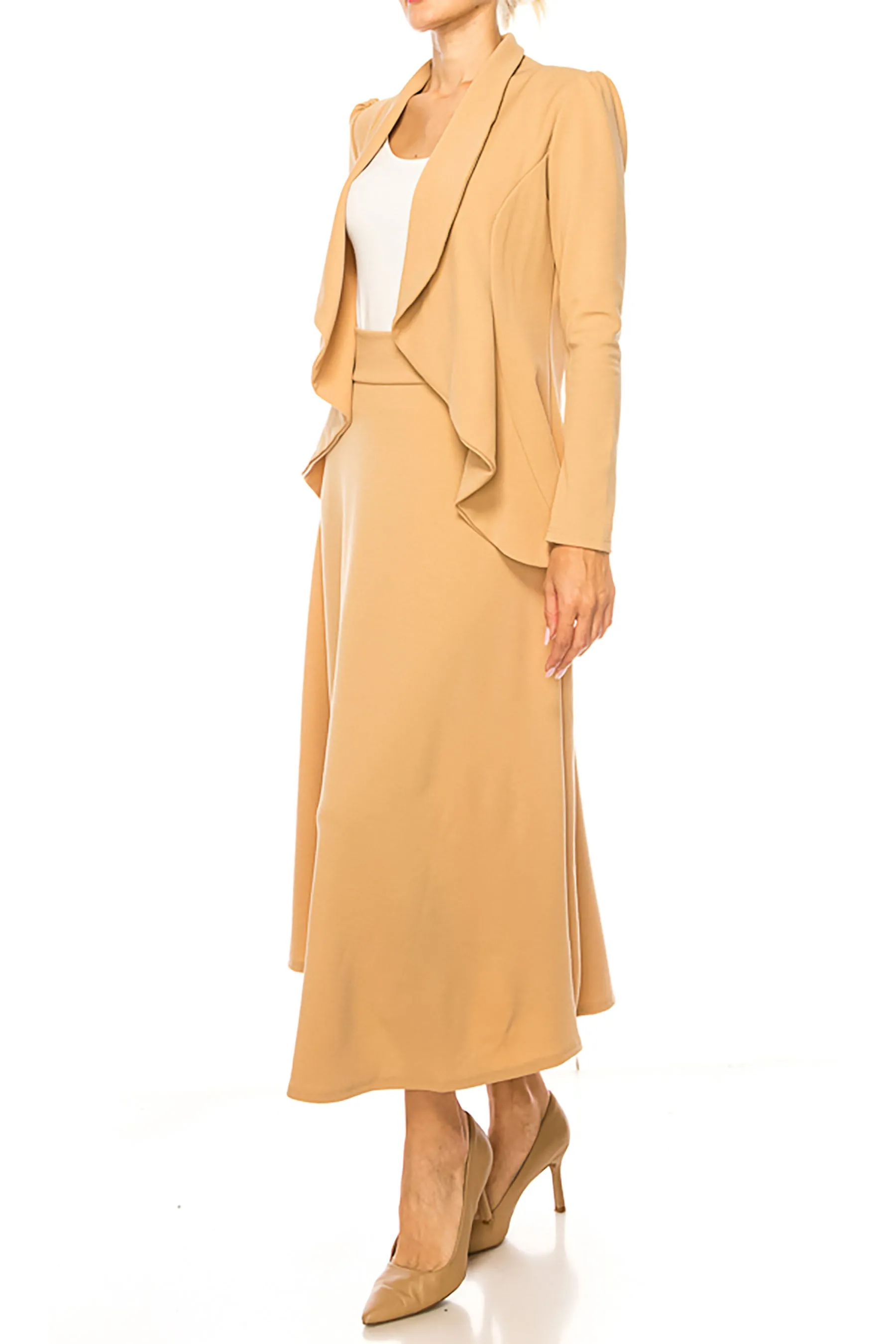 Women's Solid 2-piece blazer skirt set