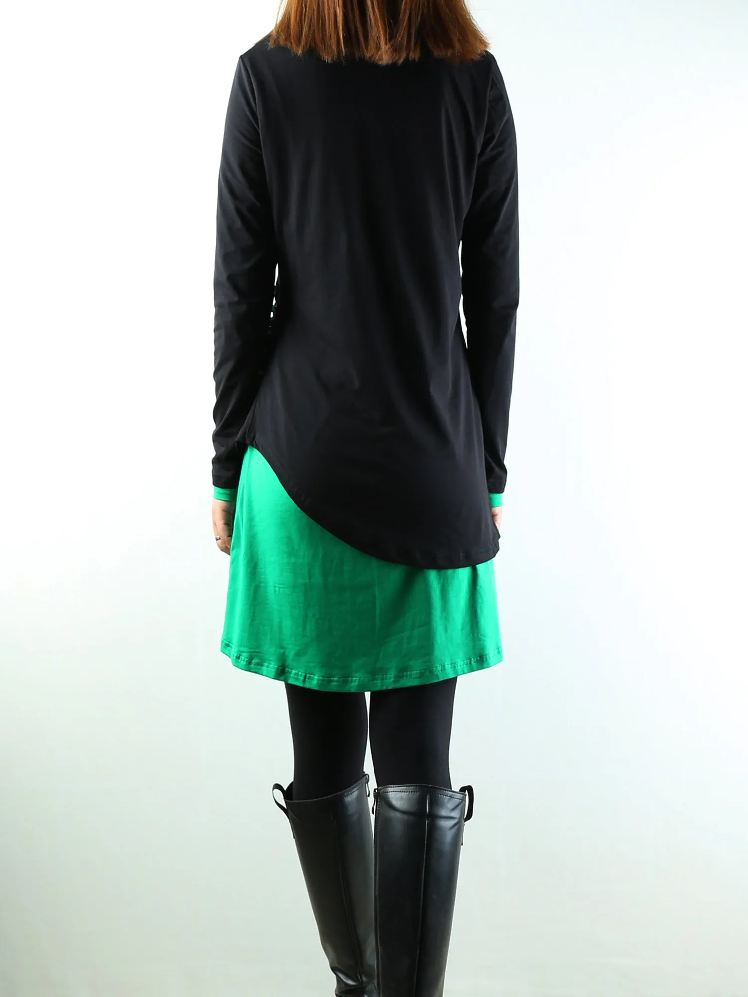 Women's V-neck cotton dress/Boho Cotton Layered Tunic Dress Set/long sleeve top(Q1702)