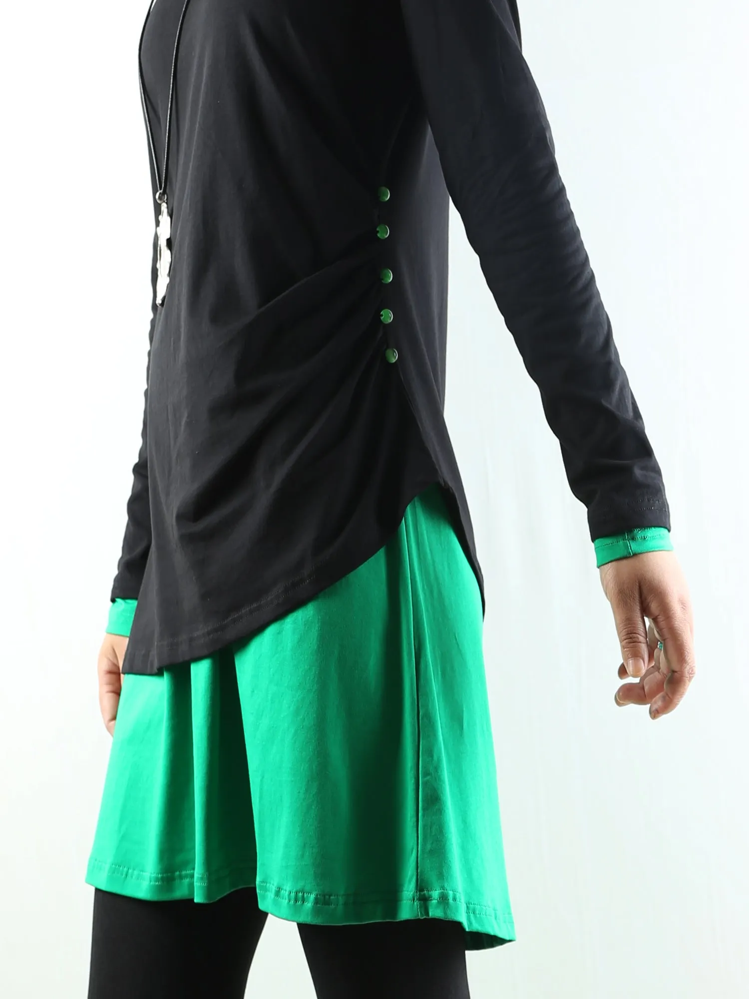 Women's V-neck cotton dress/Boho Cotton Layered Tunic Dress Set/long sleeve top(Q1702)